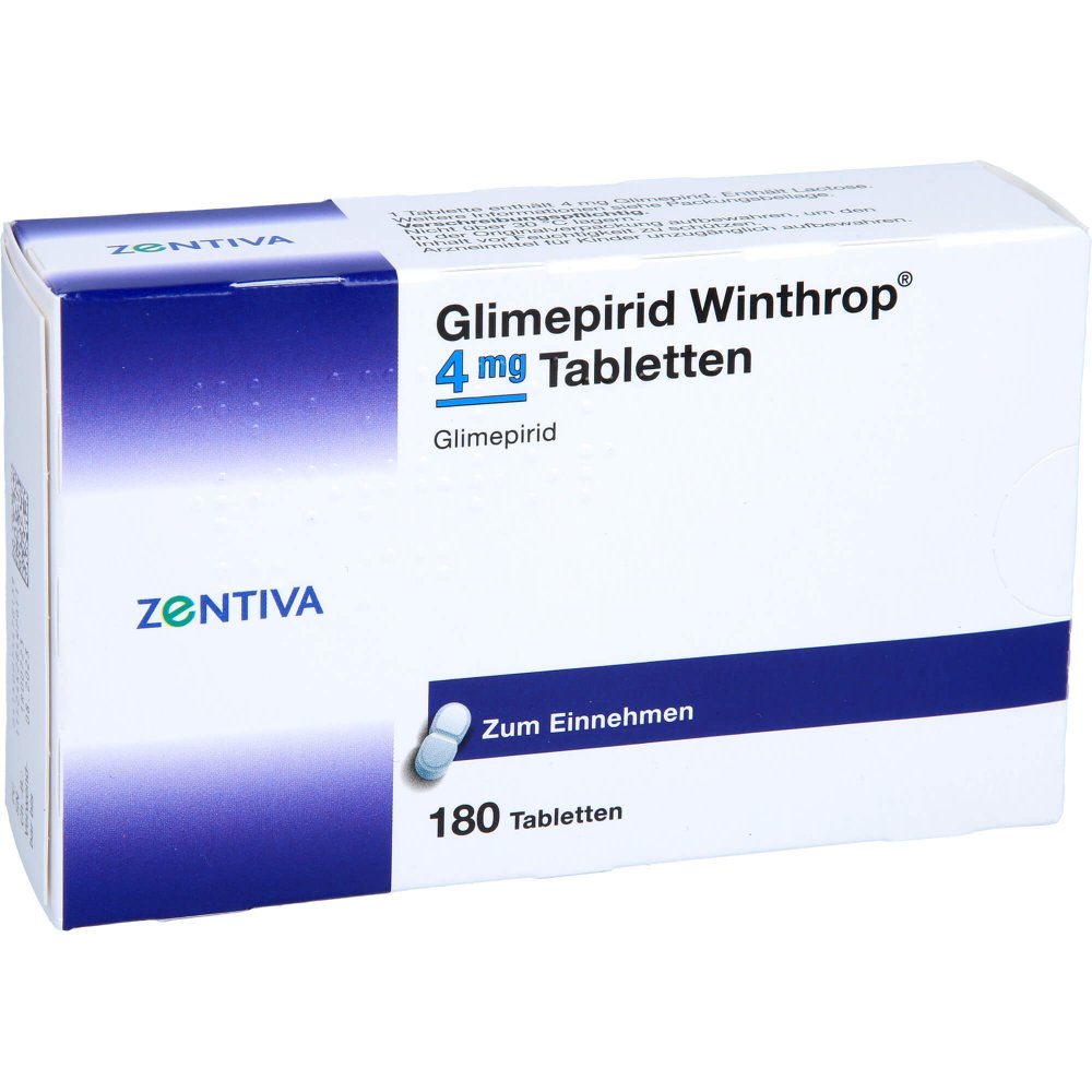 Das Produktfoto zeigt Glimepirid Winthrop 4 Mg Tabletten (180 stk) PZN 07547813