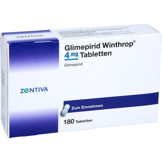 Das Produktfoto zeigt Glimepirid Winthrop 4 Mg Tabletten (180 stk) PZN 07547813