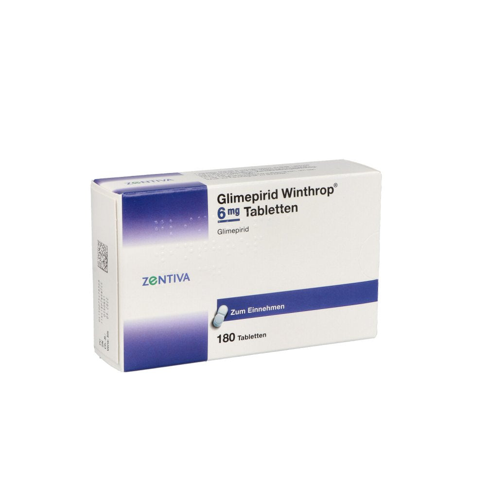 Das Produktfoto zeigt Glimepirid Winthrop 6 Mg Tabletten (180 stk) PZN 07547836