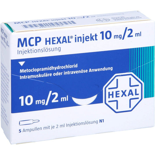 Das Produktfoto zeigt Mcp Hexal Injekt 2 Ml Injektionslösung (5 stk) PZN 07553311