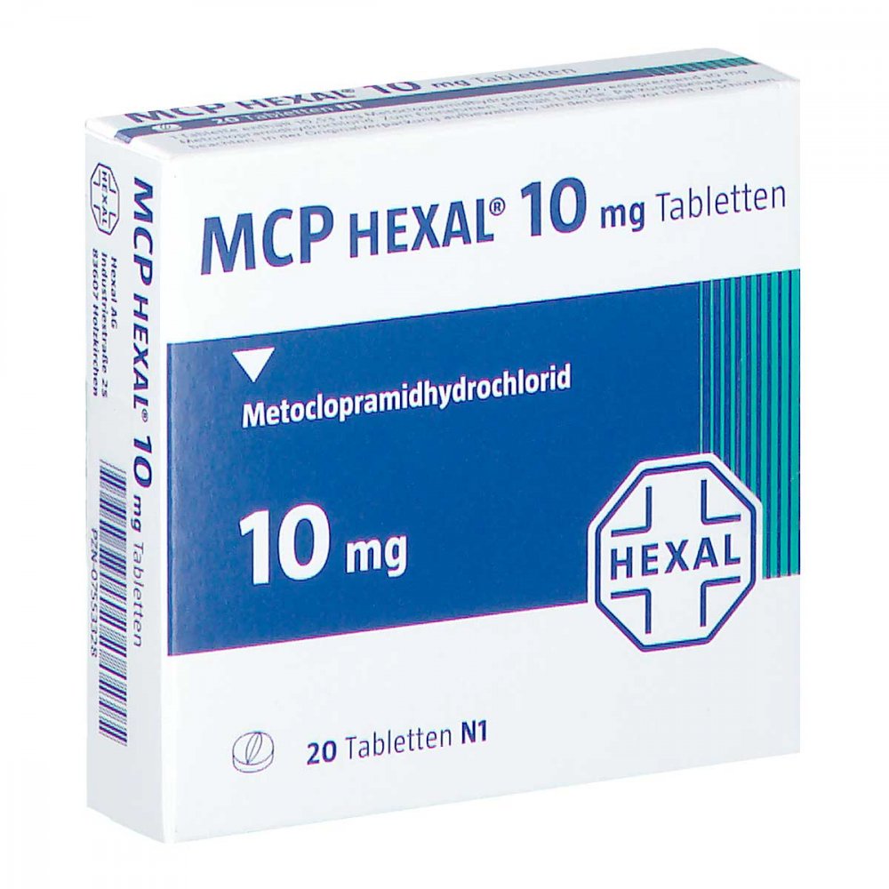 Das Produktfoto zeigt Mcp Hexal 10 Tabletten (20 stk) PZN 07553328