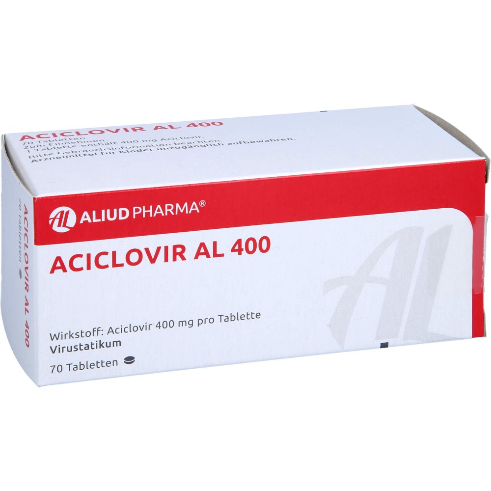 Das Produktfoto zeigt Aciclovir Al 400 Tabletten (70 stk) PZN 07558107
