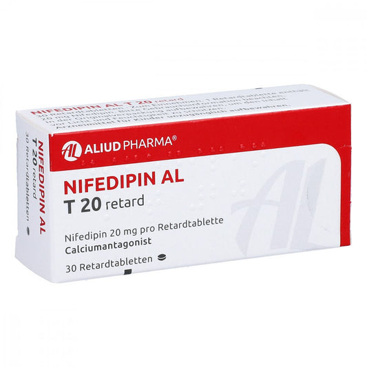 Das Produktfoto zeigt Nifedipin Al T 20 Retard Tabl. (30 stk) PZN 07558248