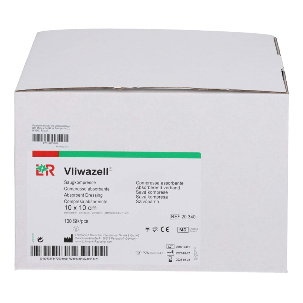 Vliwazell Saugkompressen Unsteril 10x10 Cm (100 stk)