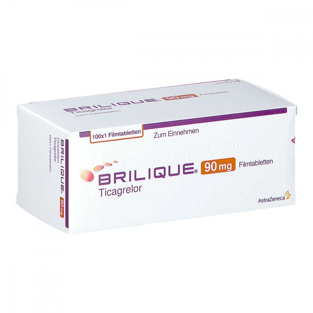 Das Produktfoto zeigt Brilique 90 Mg Filmtabletten (100 stk) PZN 07560038