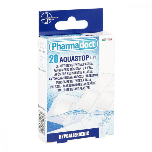 Das Produktfoto zeigt Aquastop Pflaster 2 Größen Wasserfest (20 stk) PZN 07566325