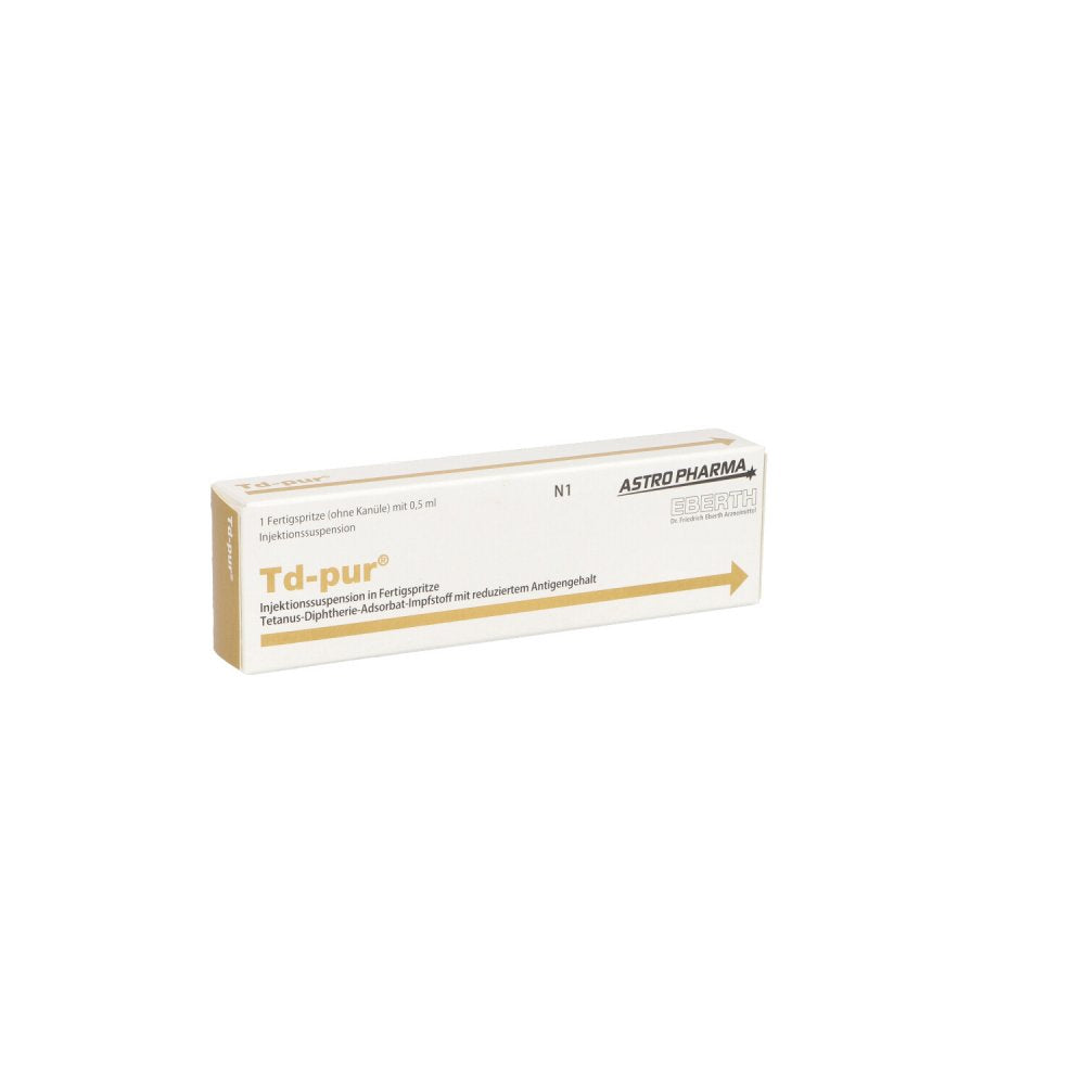 Das Produktfoto zeigt Td-Pur Injektionssuspension Fertigspr.Ohne Kanüle (1X0.5 ml) PZN 07566584