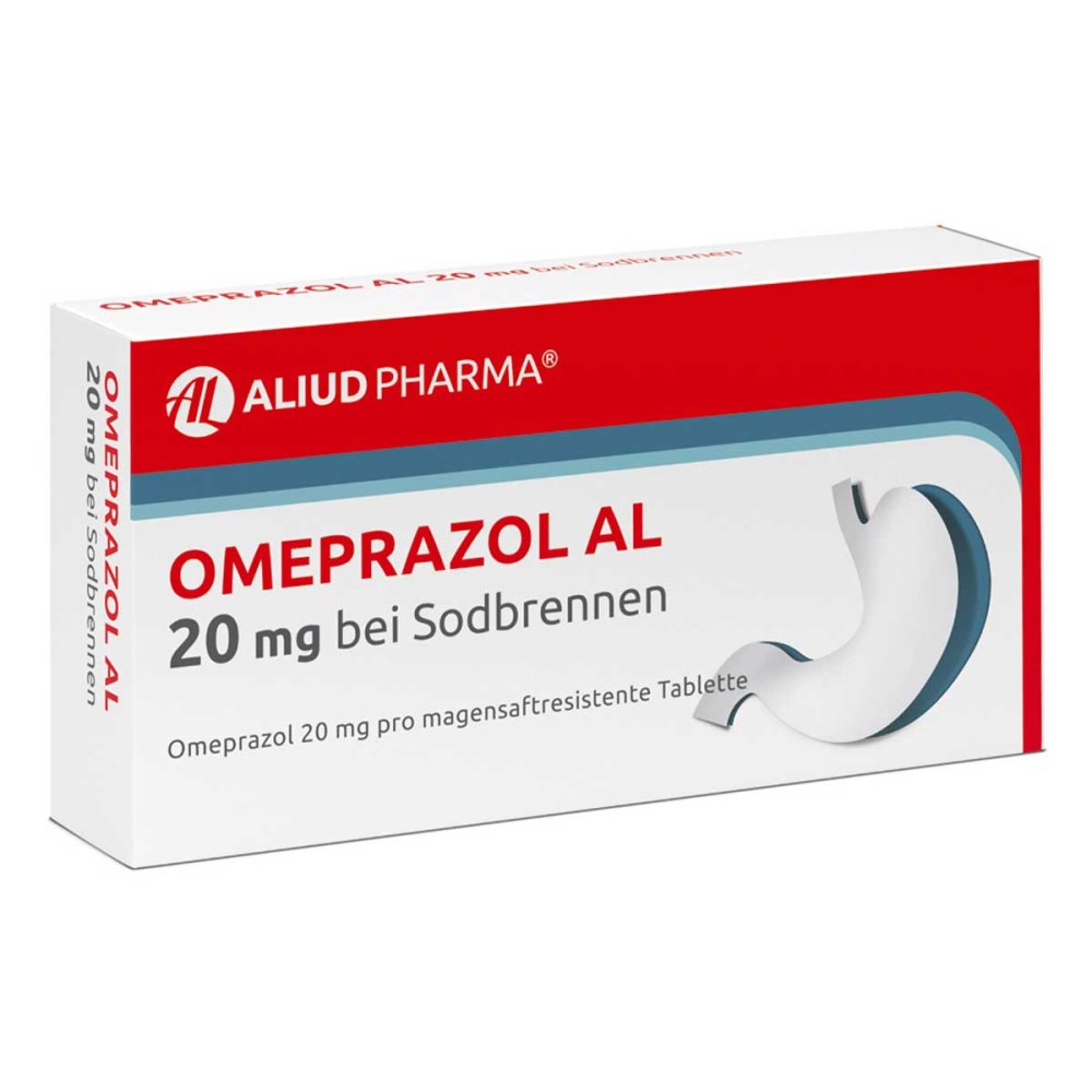 Das Produktfoto zeigt Omeprazol Al 20 Mg B.Sodbr.Magensaftres.Tabletten (14 stk) PZN 07569157