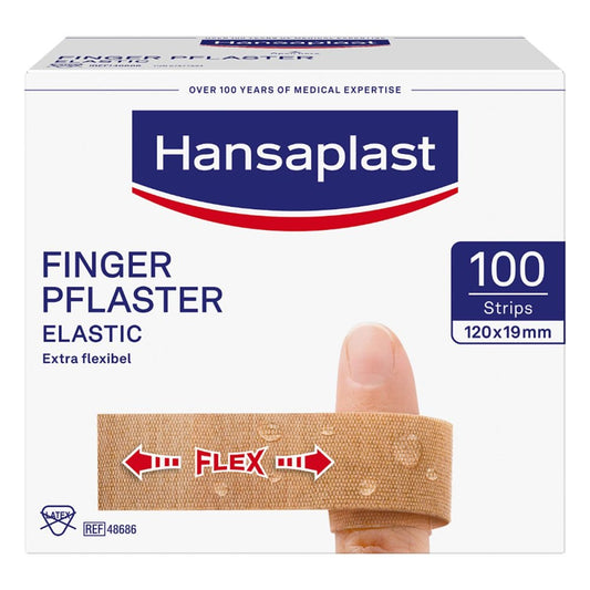 Das Produktfoto zeigt Hansaplast Elastic Fingerstrips 2x12 Cm (100 stk) PZN 07577524
