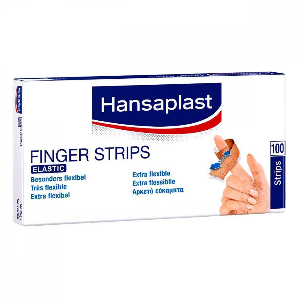 Das Produktfoto zeigt Hansaplast Elastic Fingerstrips 2x18 Cm (100 stk) PZN 07577530