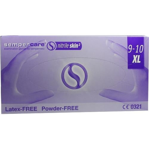Das Produktfoto zeigt Sempercare Nitrile Skin2 U.Handsch.Puderfr.Gr.Xl (180 stk) PZN 07580207