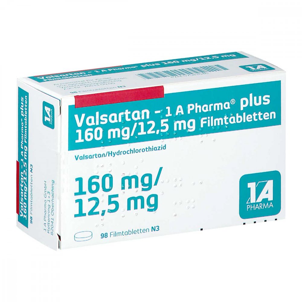 Valsartan-1a Pharma Plus 160/12,5 Mg Filmtabletten (98 stk)