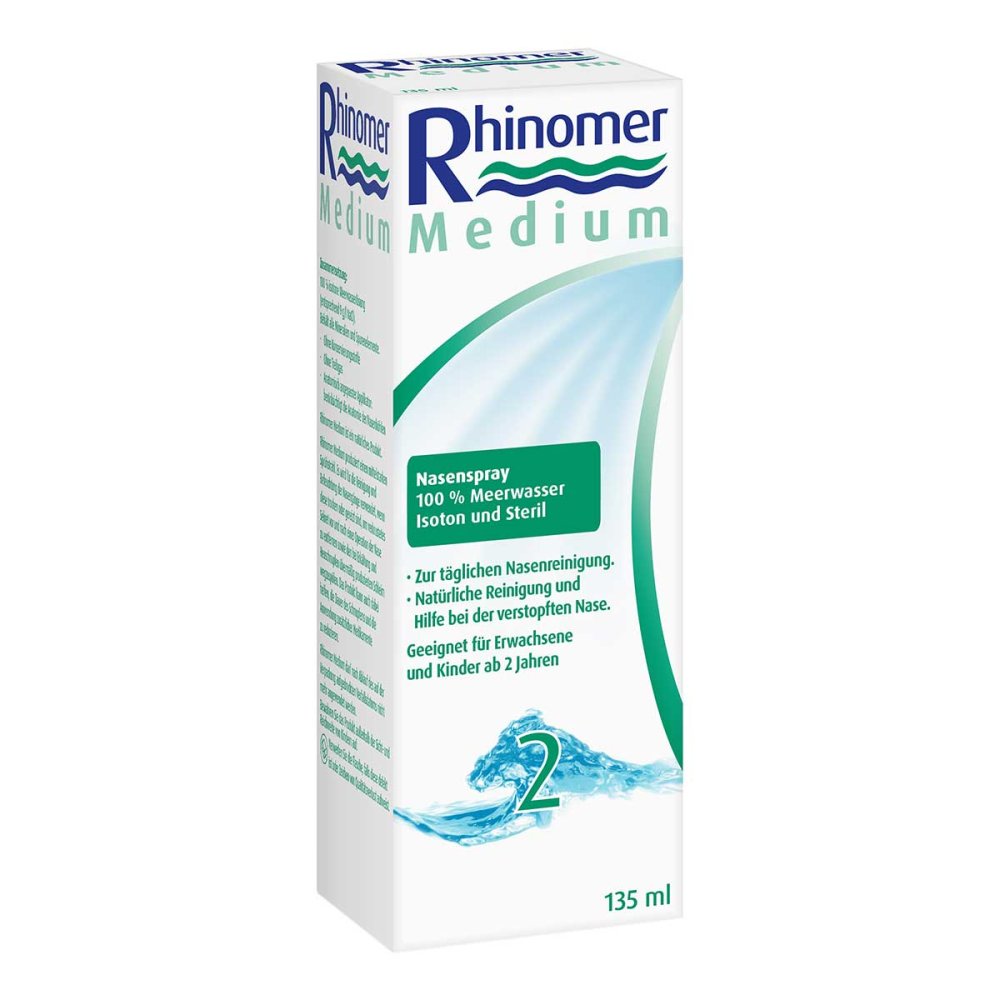 Das Produktfoto zeigt Rhinomer 2 Medium Lösung (135 ml) PZN 07593032