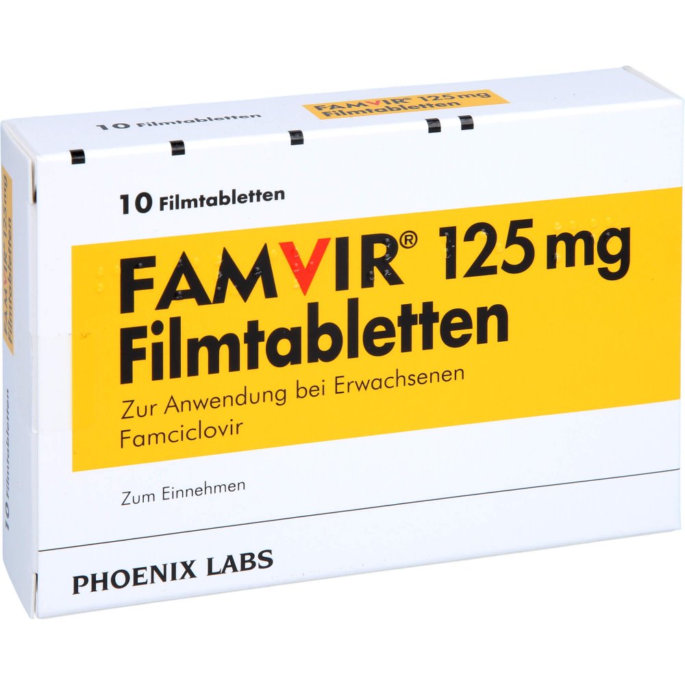 Das Produktfoto zeigt Famvir 125 Mg Filmtabletten (10 stk) PZN 07599193