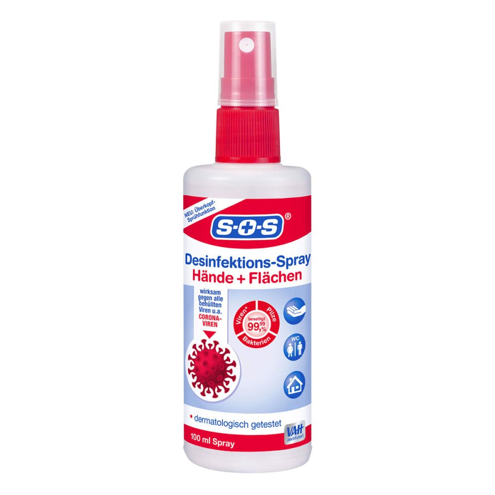 Das Produktfoto zeigt Sos Desinfektions-Spray (100 ml) PZN 07604095
