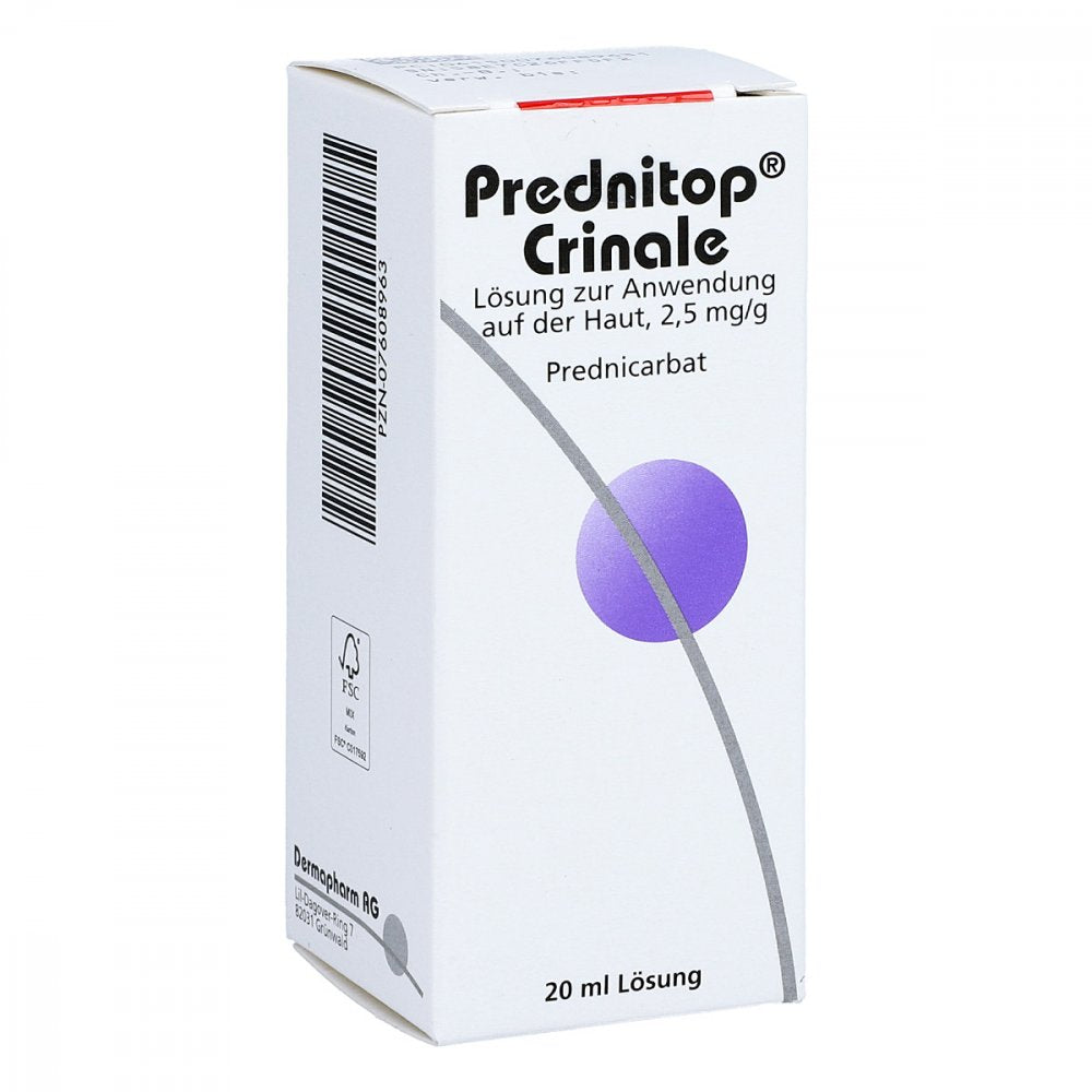 Das Produktfoto zeigt Prednitop Crinale Lösung (20 ml) PZN 07608963