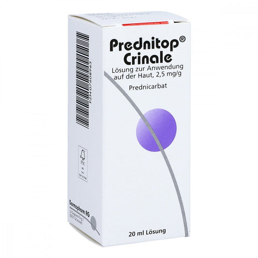 Das Produktfoto zeigt Prednitop Crinale Lösung (20 ml) PZN 07608963