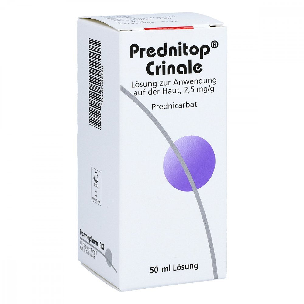 Das Produktfoto zeigt Prednitop Crinale Lösung (50 ml) PZN 07608986