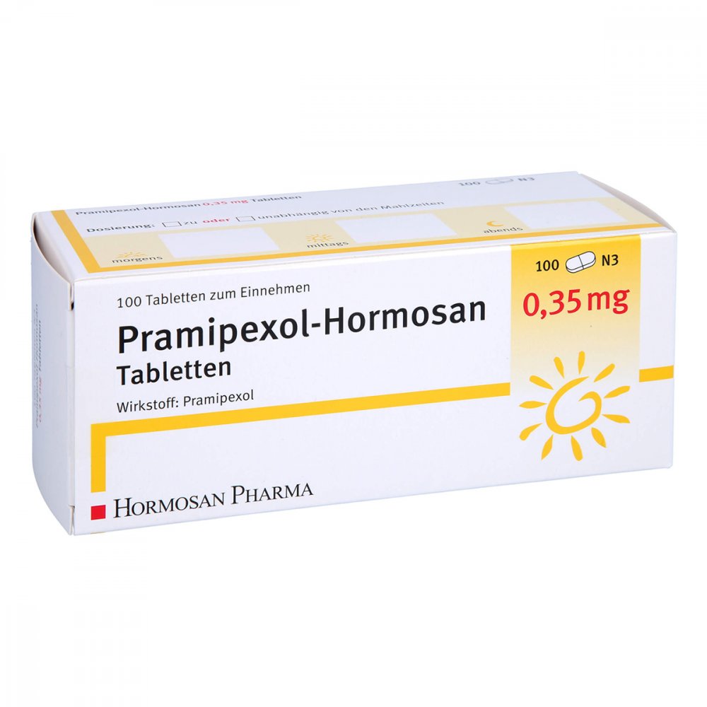 Das Produktfoto zeigt Pramipexol Hormosan 0,35 Mg Tabletten (100 stk) PZN 07609448