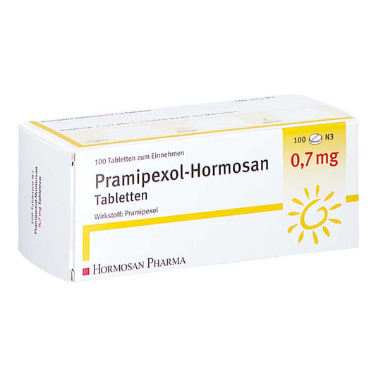 Das Produktfoto zeigt Pramipexol Hormosan 0,7 Mg Tabletten (100 stk) PZN 07609460