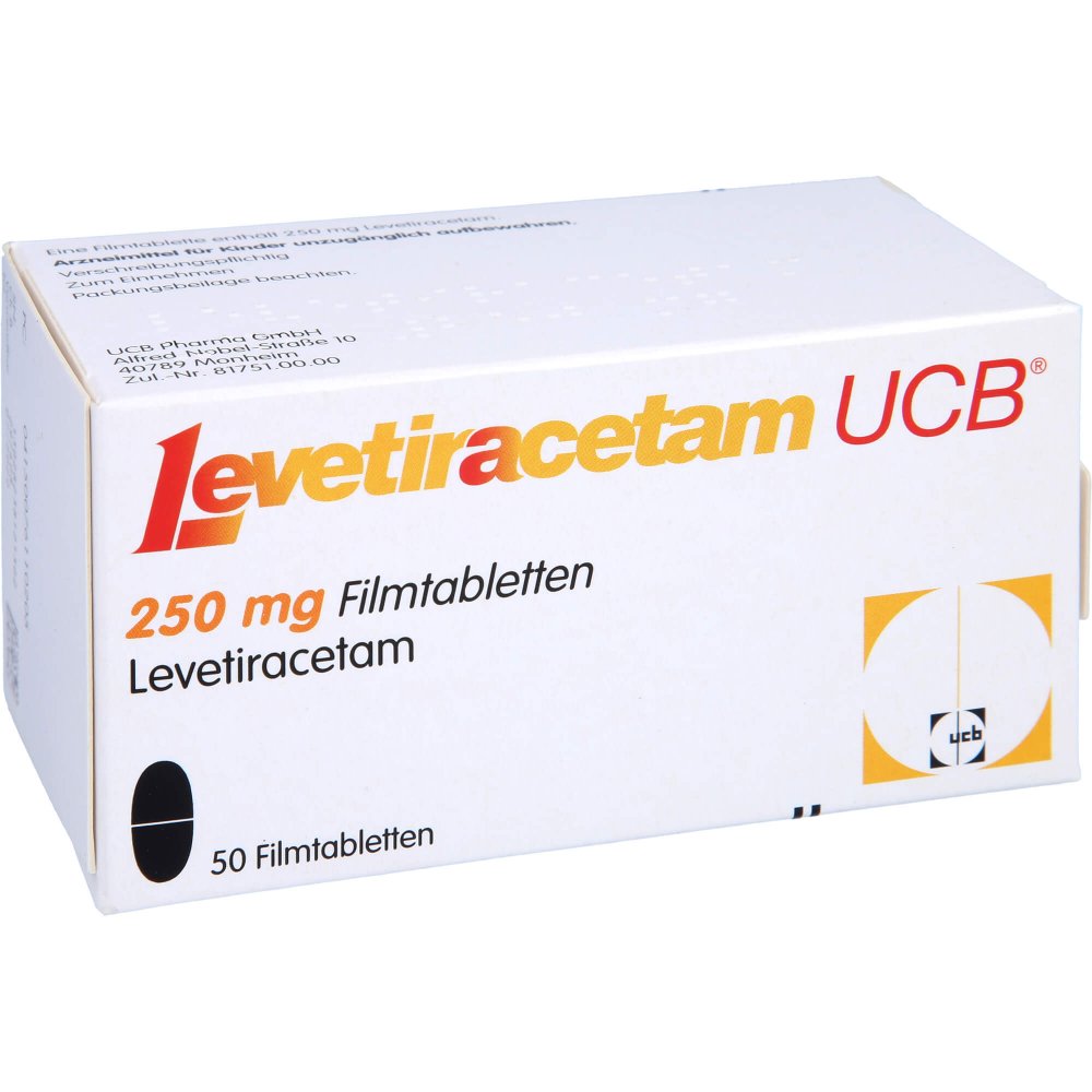 Das Produktfoto zeigt Levetiracetam Ucb 250 Mg Filmtabletten (50 stk) PZN 07611020