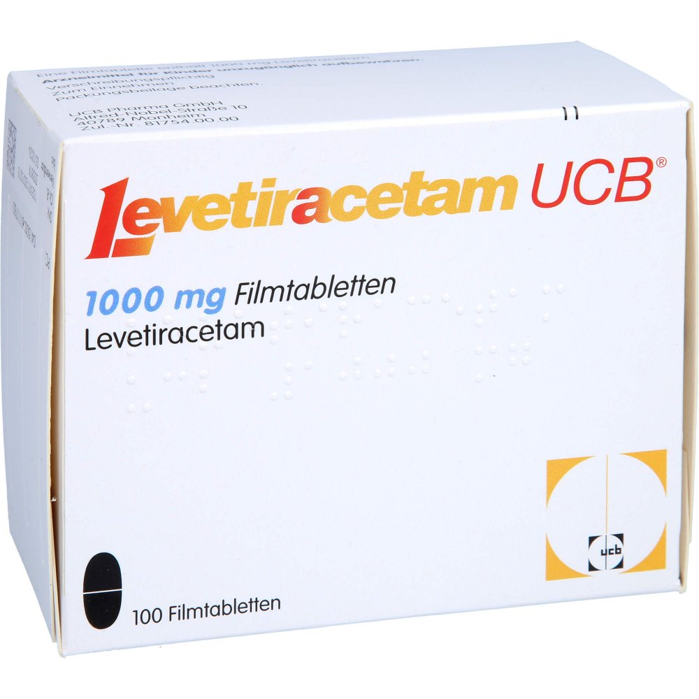 Das Produktfoto zeigt Levetiracetam Ucb 1000 Mg Filmtabletten (100 stk) PZN 07611178