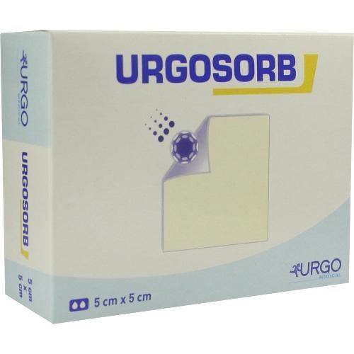 Das Produktfoto zeigt Urgosorb 5x5 Cm Kompressen (10 stk) PZN 07626754