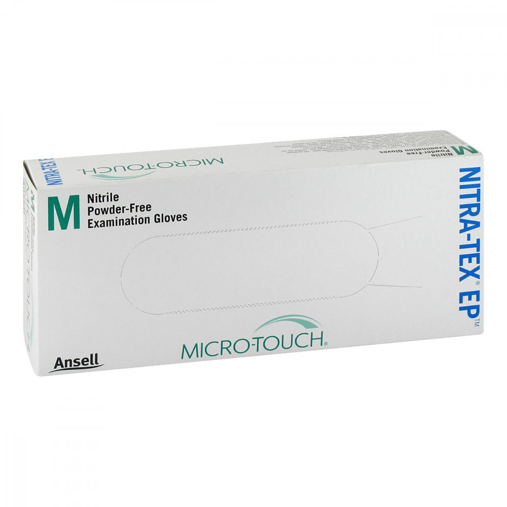 Das Produktfoto zeigt Ansell Micro Touch Nitra Tex Ep Uhs Nitril M (100 stk) PZN 07650250