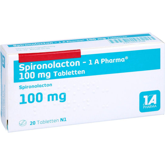 Das Produktfoto zeigt Spironolacton-1a Pharma 100 Mg Tabletten (20 stk) PZN 07663198