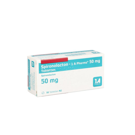 Das Produktfoto zeigt Spironolacton-1a Pharma 50 Mg Tabletten (50 stk) PZN 07663235