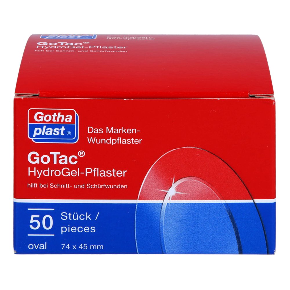 Das Produktfoto zeigt Gotac Hydrogel-Pflaster 74x45 Mm Oval (50 stk) PZN 07682468
