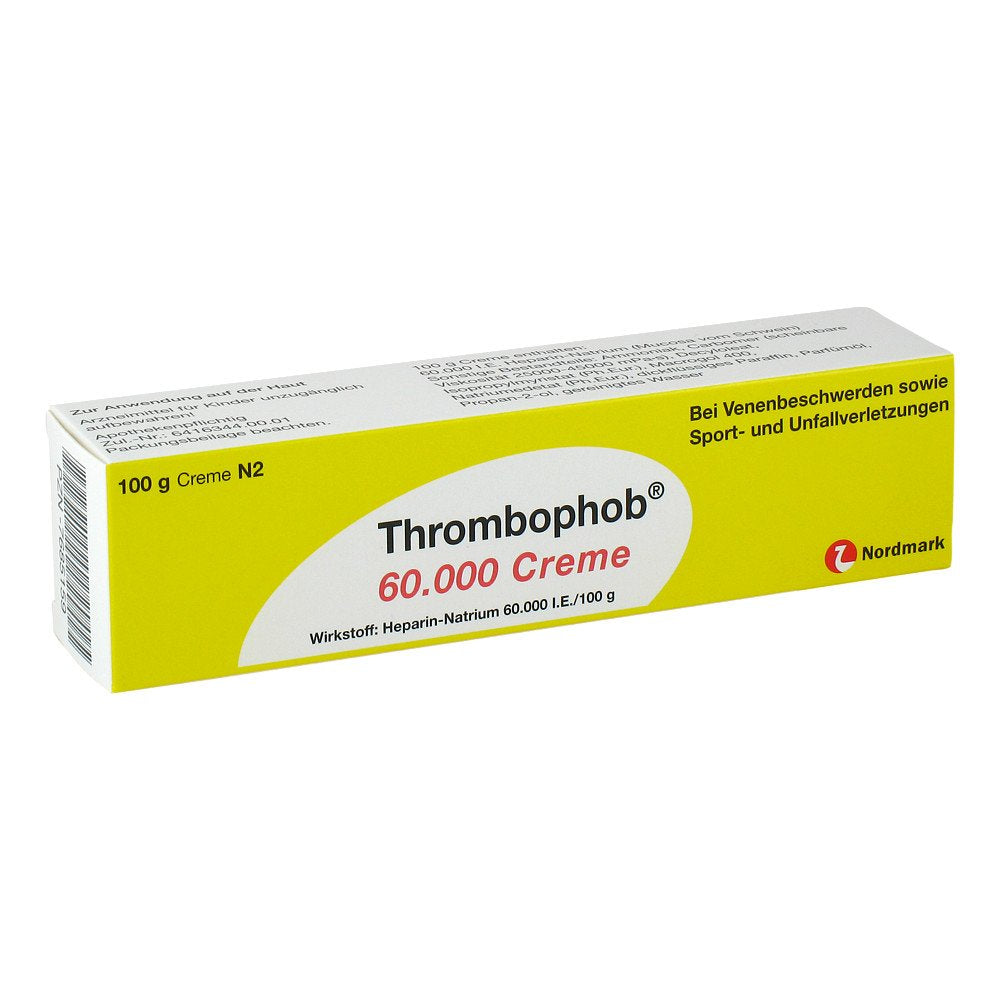 Das Produktfoto zeigt Thrombophob 60.000 Creme (100 g) PZN 07685159