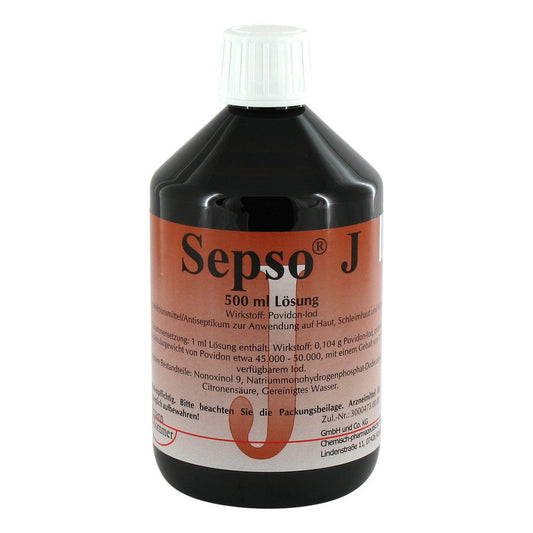 Das Produktfoto zeigt Sepso J Lösung (500 ml) PZN 07704052