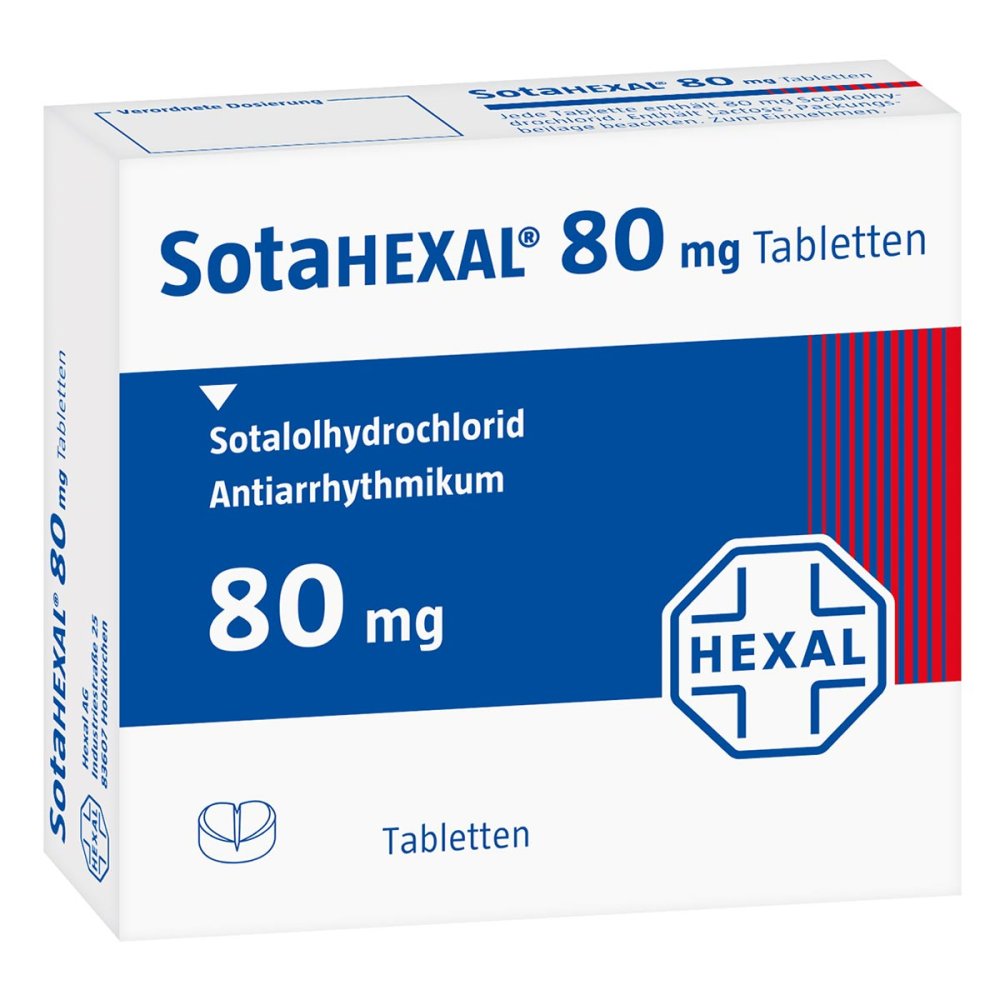Das Produktfoto zeigt Sotahexal 80 Mg Tabletten (100 stk) PZN 07704980