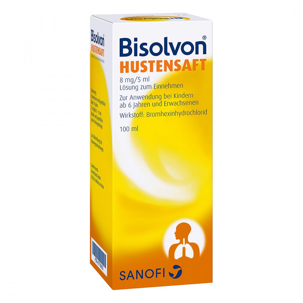 Das Produktfoto zeigt Bisolvon Hustensaft 8 Mg/5 Ml (100 ml) PZN 07706855