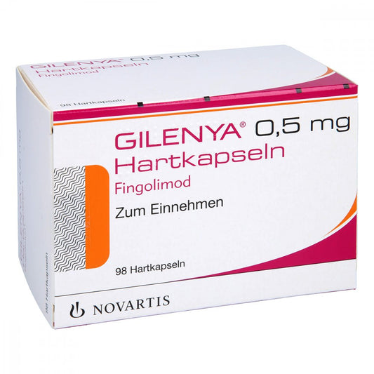 Das Produktfoto zeigt Gilenya 0,5 Mg Hartkapseln (98 stk) PZN 07713335