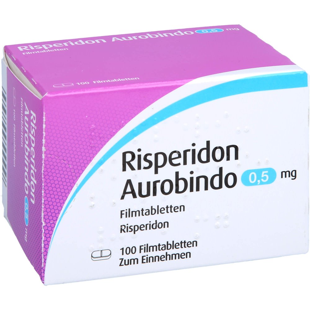 Das Produktfoto zeigt Risperidon Aurobindo 0,5 Mg Filmtabletten (100 stk) PZN 07713393