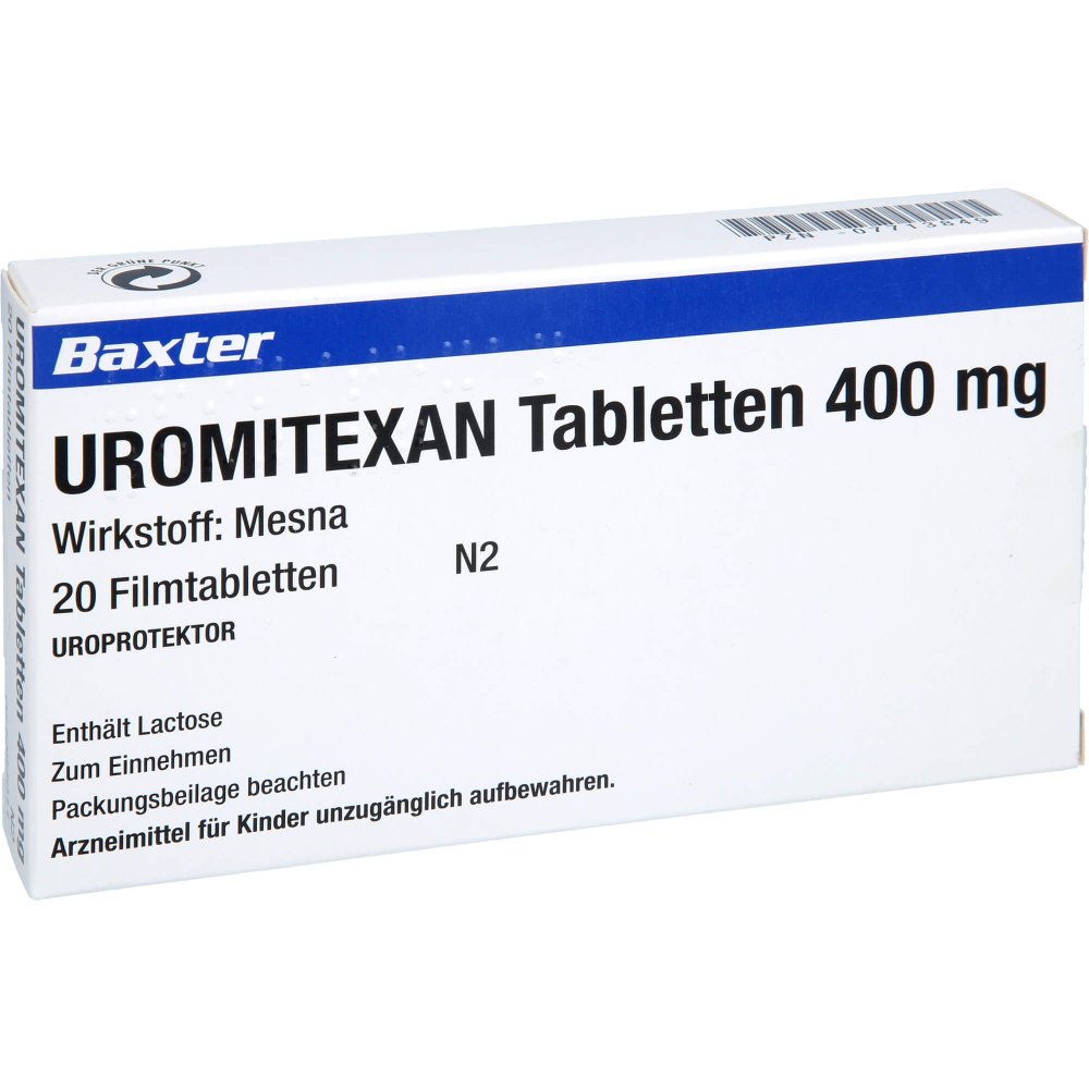 Das Produktfoto zeigt Uromitexan Tabletten 400 Mg (20 stk) PZN 07713849