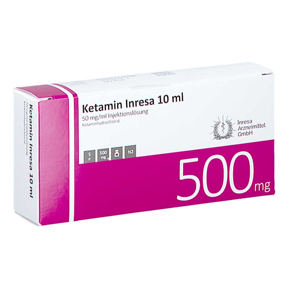 Das Produktfoto zeigt Ketamin Inresa 10 Ml 500 Mg Injektionslösung (5 stk) PZN 07714091