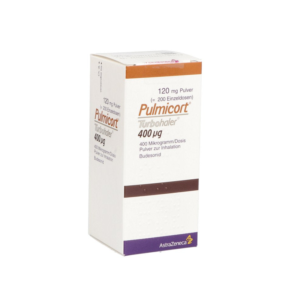 Das Produktfoto zeigt Pulmicort Turbohaler 400 Μg 200 Ed Inhalationsplv. (1 stk) PZN 07727484