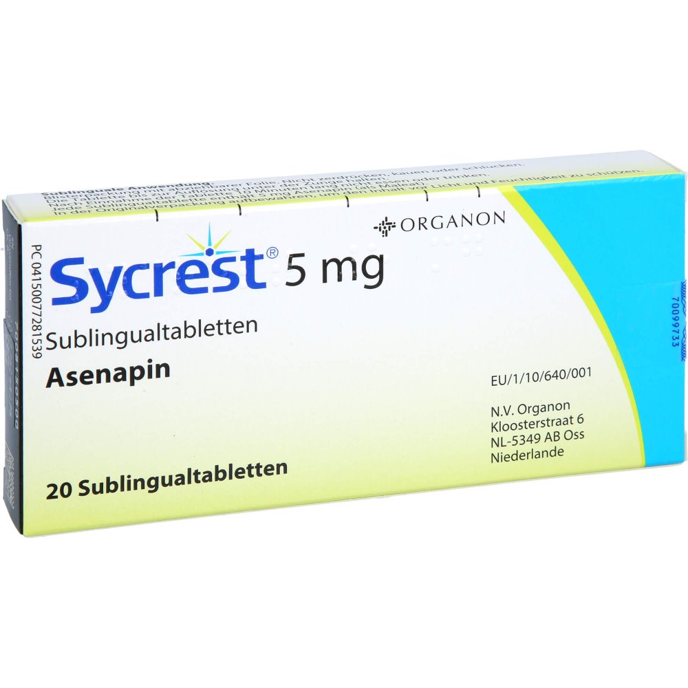 Das Produktfoto zeigt Sycrest 5 Mg Sublingualtabletten (20 stk) PZN 07728153