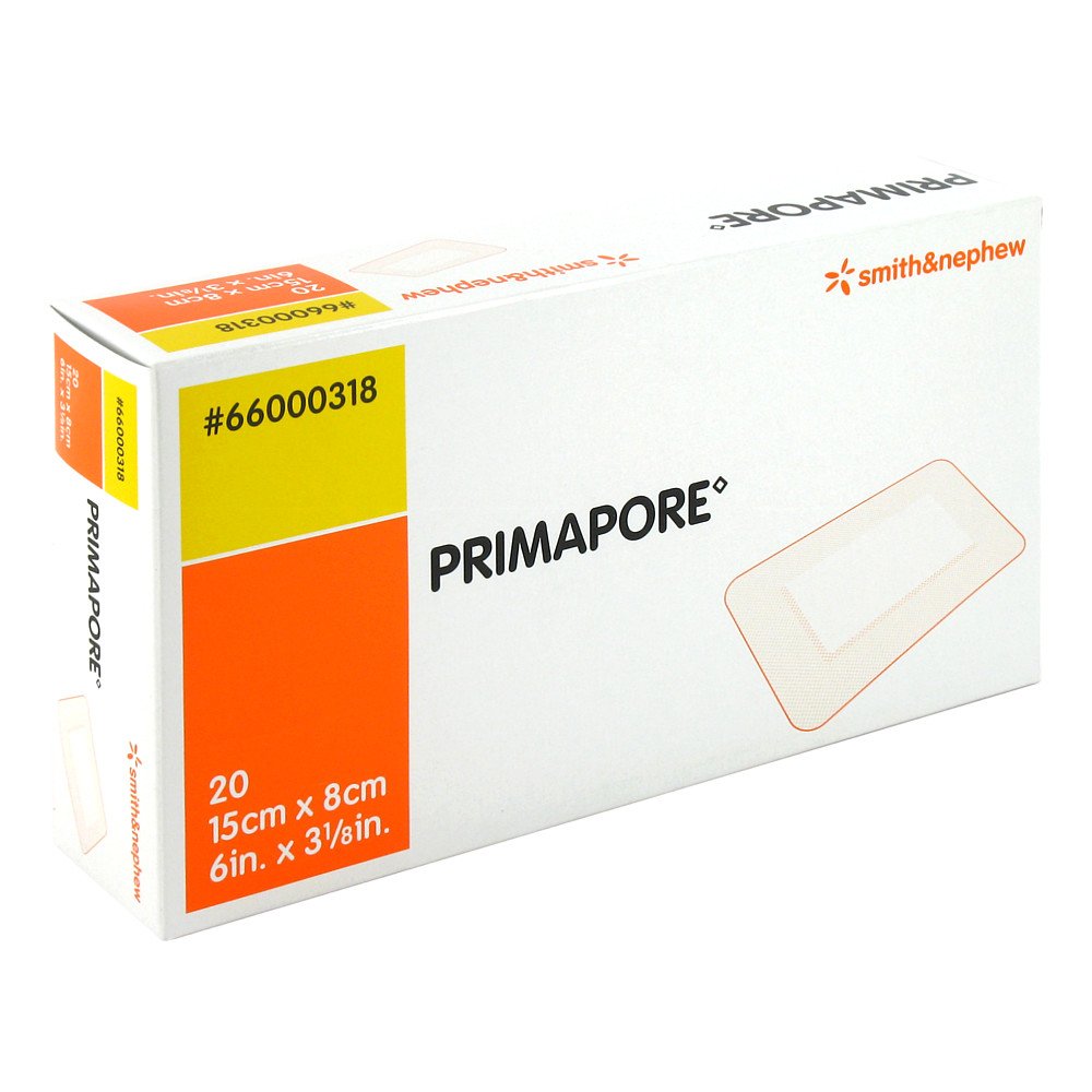 Das Produktfoto zeigt Primapore 8x15 Cm Wundverband Steril (20 stk) PZN 07738861