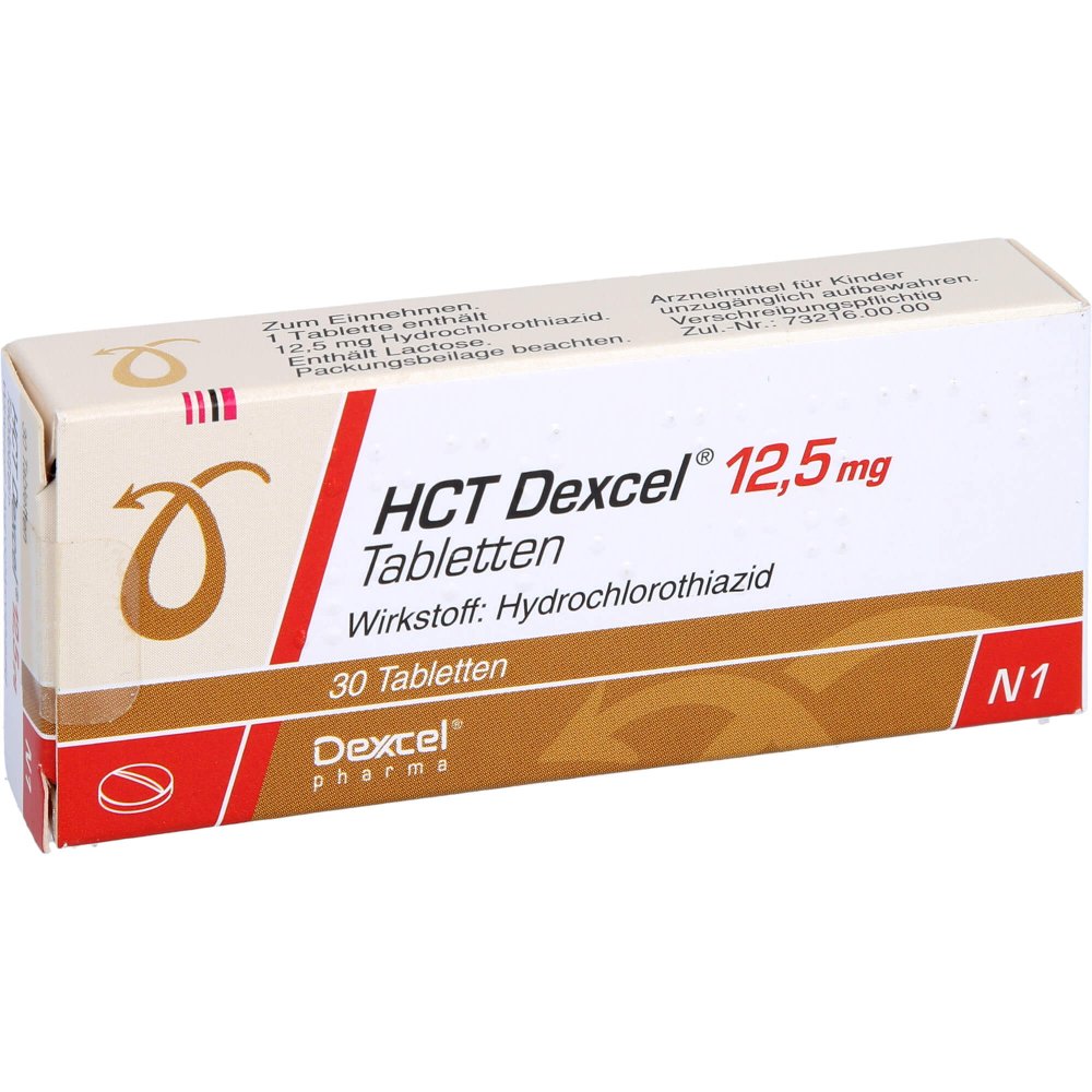 Das Produktfoto zeigt Hct Dexcel 12,5 Mg Tabletten (30 stk) PZN 07745938