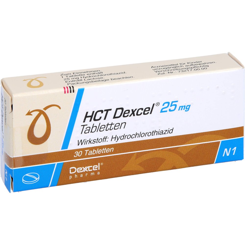 Das Produktfoto zeigt Hct Dexcel 25 Mg Tabletten (30 stk) PZN 07745967