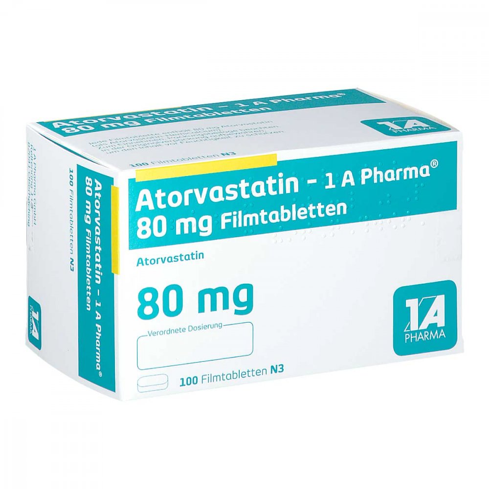 Atorvastatin-1a Pharma 80 Mg Filmtabletten (100 stk)