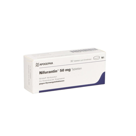 Das Produktfoto zeigt Nifurantin 50 Mg Tabletten (30 stk) PZN 07776531