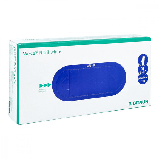 Das Produktfoto zeigt Vasco Nitril White Untersuchungshandschuhe Xl (90 stk) PZN 07789410