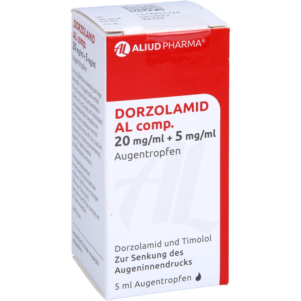 Das Produktfoto zeigt Dorzolamid Al Comp.20 Mg/Ml + 5 Mg/Ml Augentropfen (5 ml) PZN 07794724