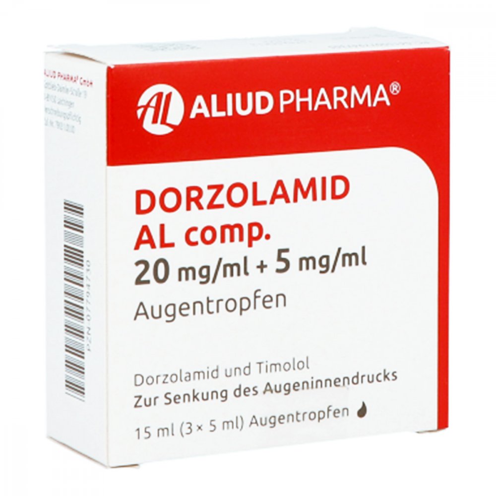 Das Produktfoto zeigt Dorzolamid Al Comp.20 Mg/Ml + 5 Mg/Ml Augentropfen (3X5 ml) PZN 07794730