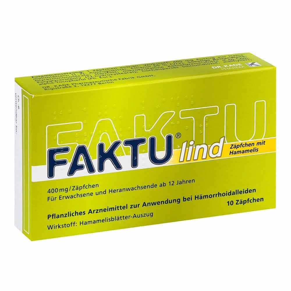 Das Produktfoto zeigt Faktu Lind Zäpfchen M.Hamamelis (10 stk) PZN 07798768